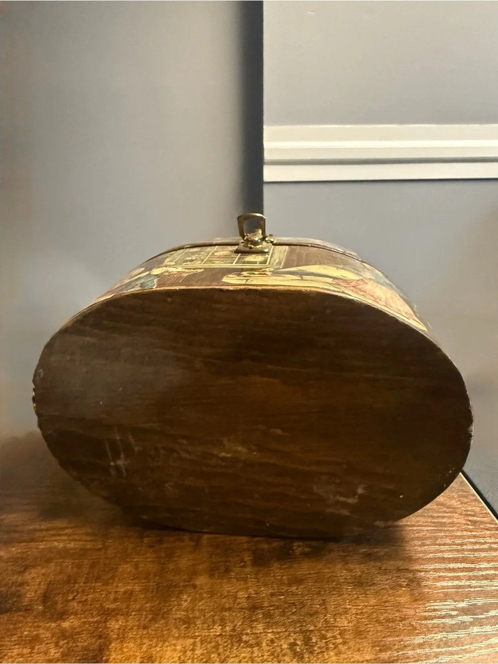Vintage-Style Art Deco Wooden Handbag - Storage Box Brass Hardware